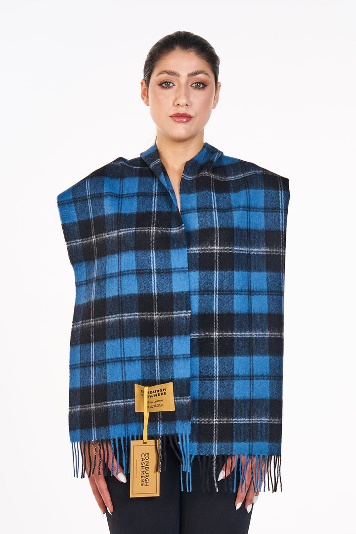 Scarves Ramsay Blue Ancient Clan 100% Pure Extra Fine Lambswool - Small Size