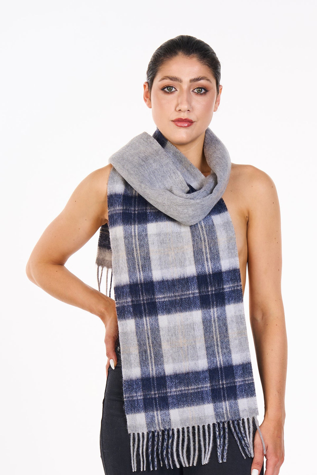 Reversible Scarf Bannockbane Silver 100% Pure Lambswool - Small Size