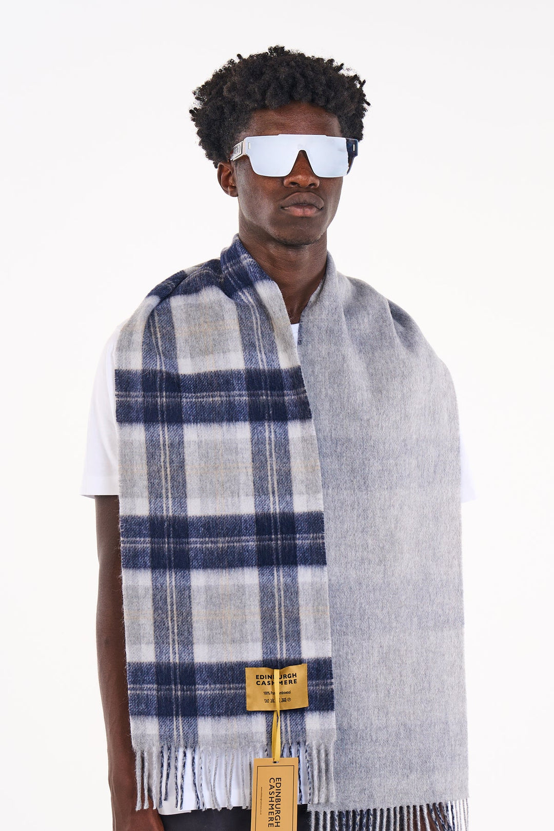Reversible Scarf Bannockbane Silver 100% Pure Lambswool - Small Size