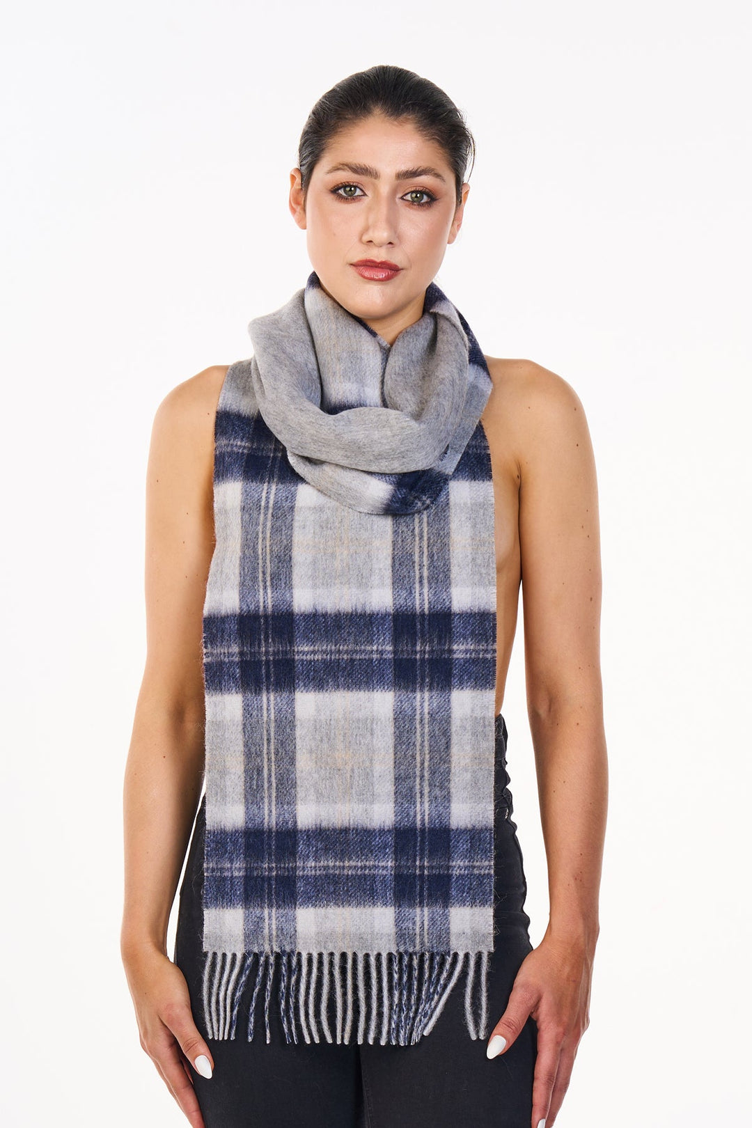 Reversible Scarf Bannockbane Silver 100% Pure Lambswool - Small Size