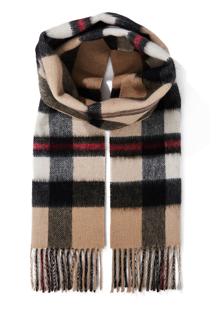 Reversible Scarf DC Design Camel 100% Pure Lambswool - Small Size