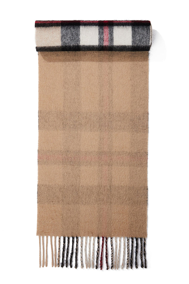 Reversible Scarf DC Design Camel 100% Pure Lambswool - Small Size