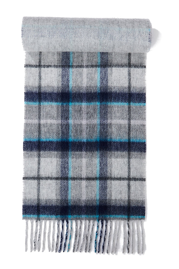 Reversible Scarf Grey Tweed 100% Pure Lambswool - Small Size