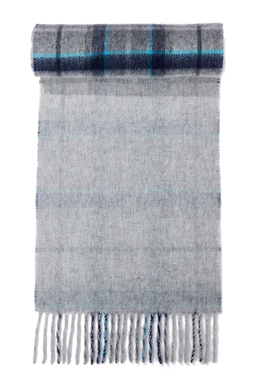 Reversible Scarf Grey Tweed 100% Pure Lambswool - Small Size