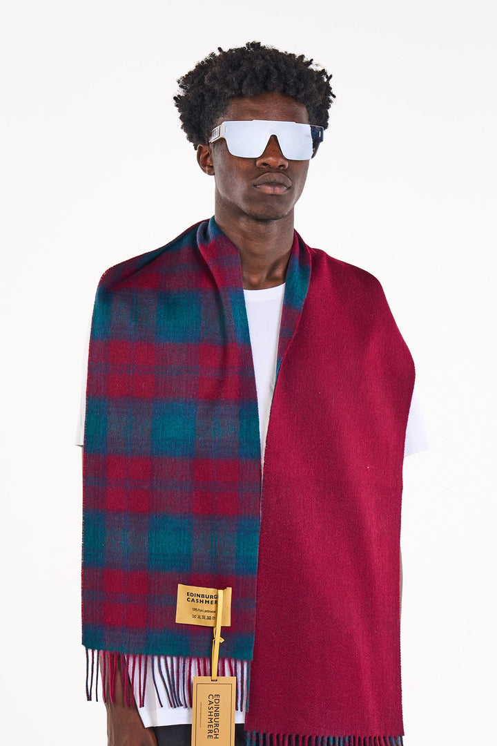 Reversible Scarf Lindsay Burgundy 100% Pure Lambswool - Small Size