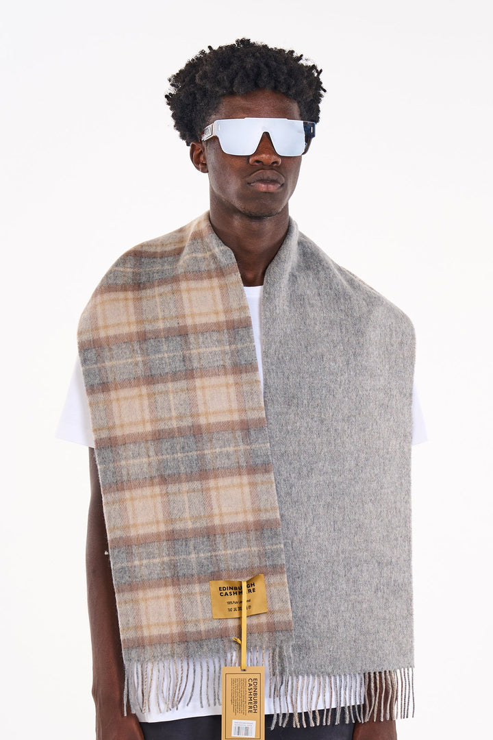 Reversible Scarf MacKellar Dark Grey 100% Pure Lambswool - Small Size