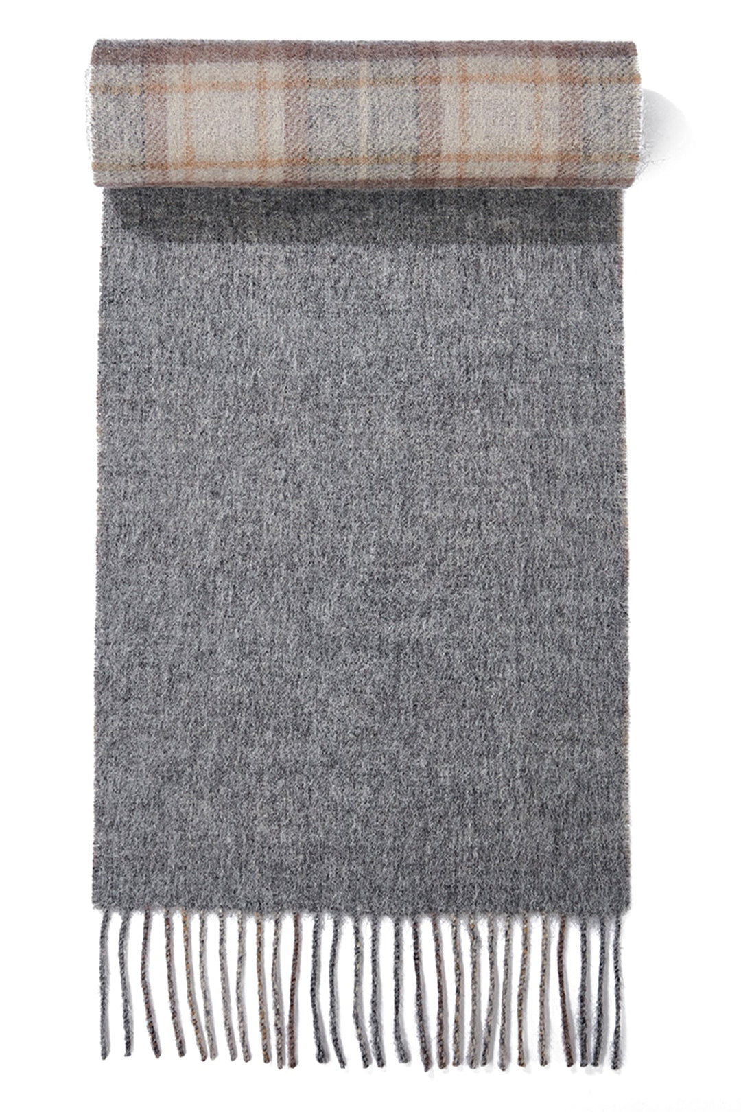Reversible Scarf MacKellar Dark Grey 100% Pure Lambswool - Small Size
