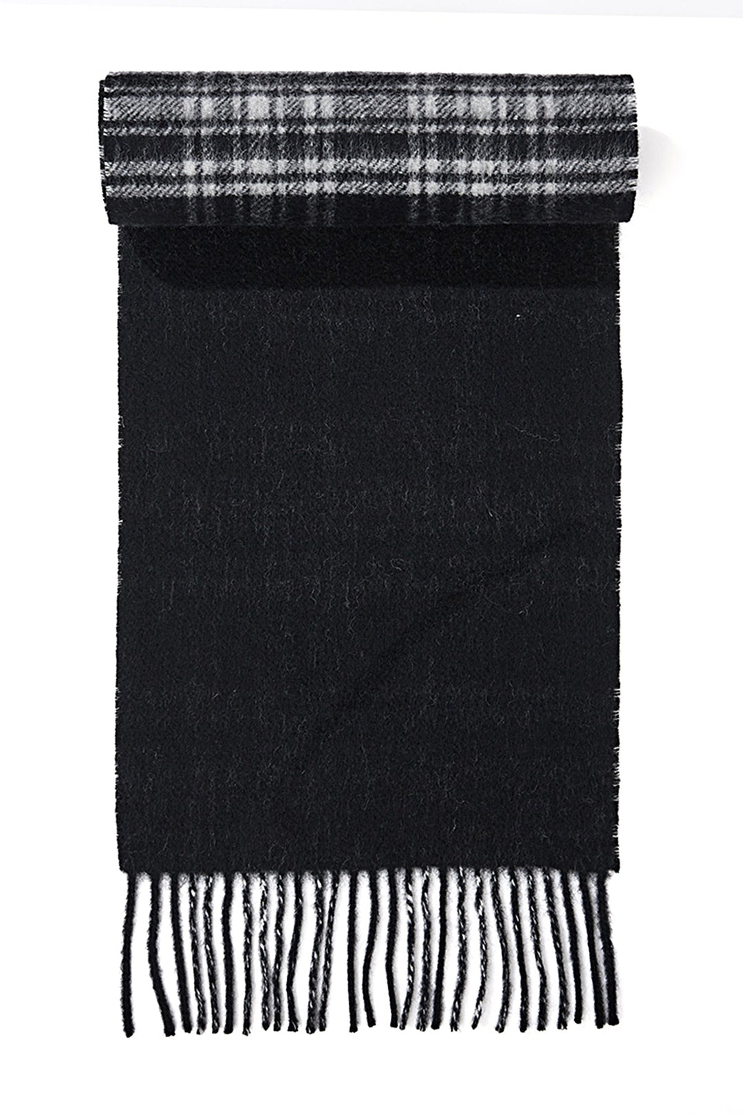 Reversible Scarf Menzies Black 100% Pure Lambswool - Small Size