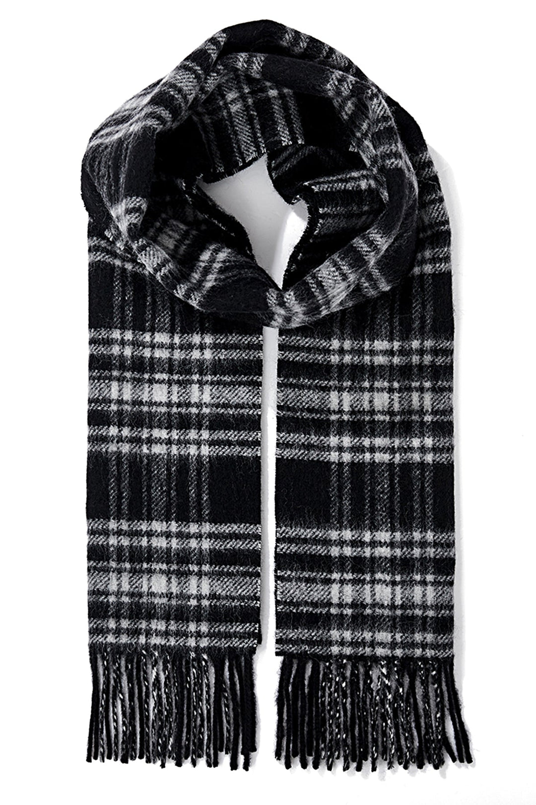Reversible Scarf Menzies Black 100% Pure Lambswool - Small Size