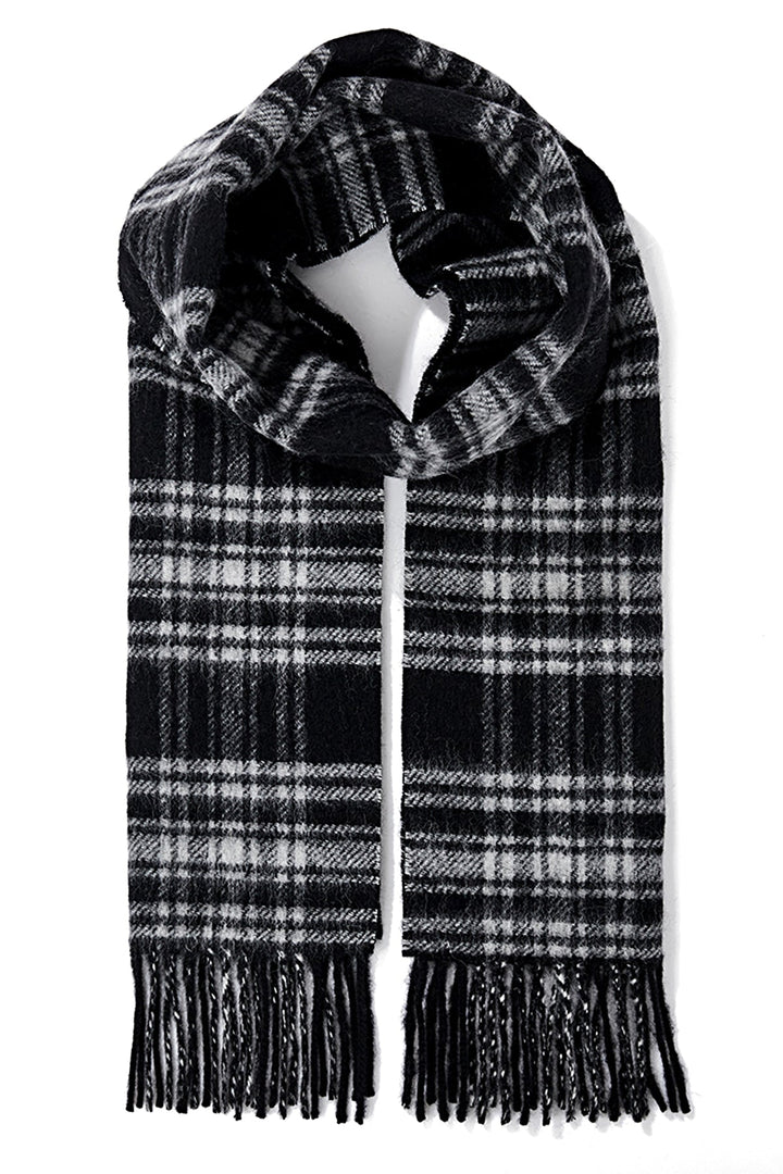 Reversible Scarf Menzies Black 100% Pure Lambswool - Small Size
