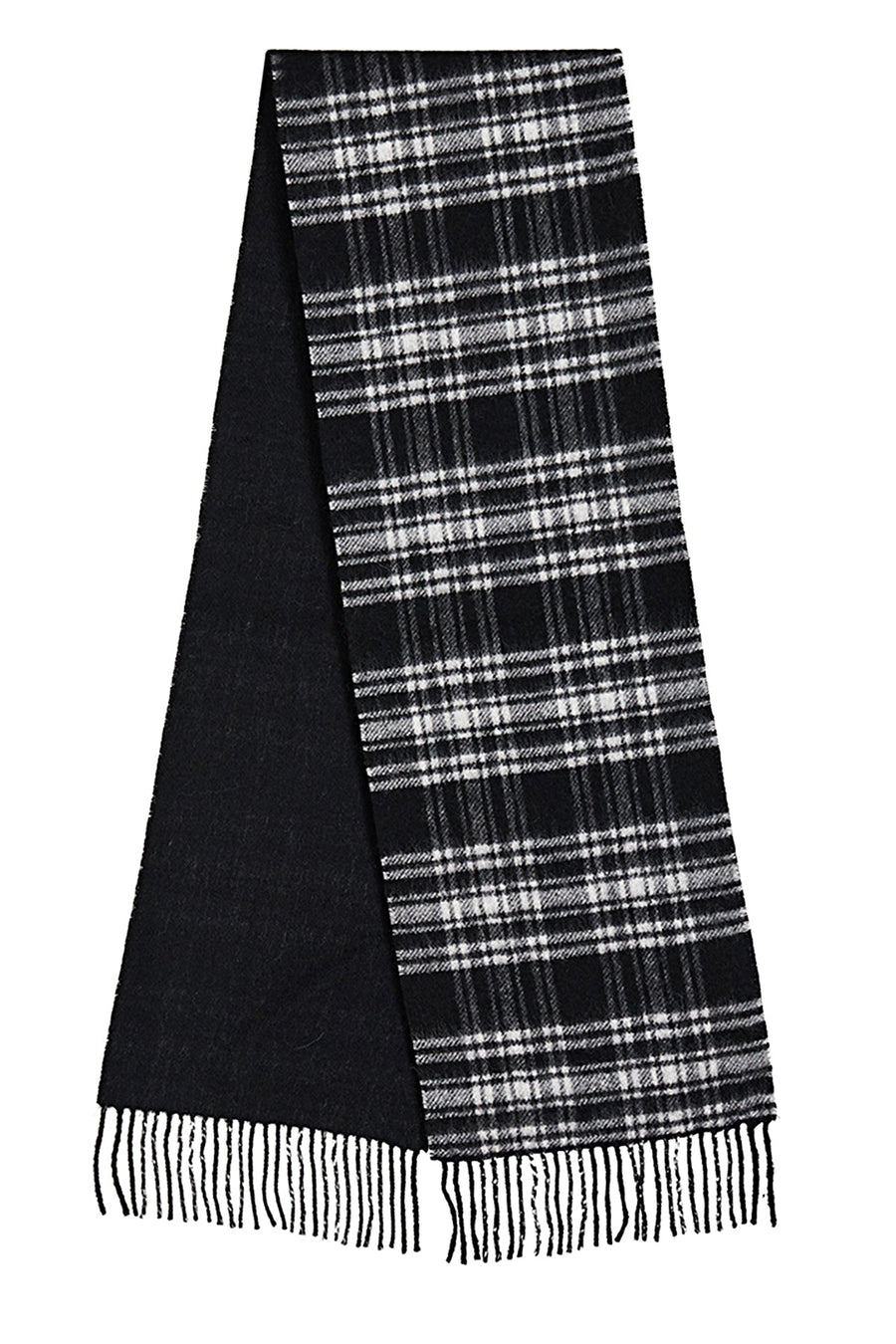 Reversible Scarf Menzies Black 100% Pure Lambswool - Small Size