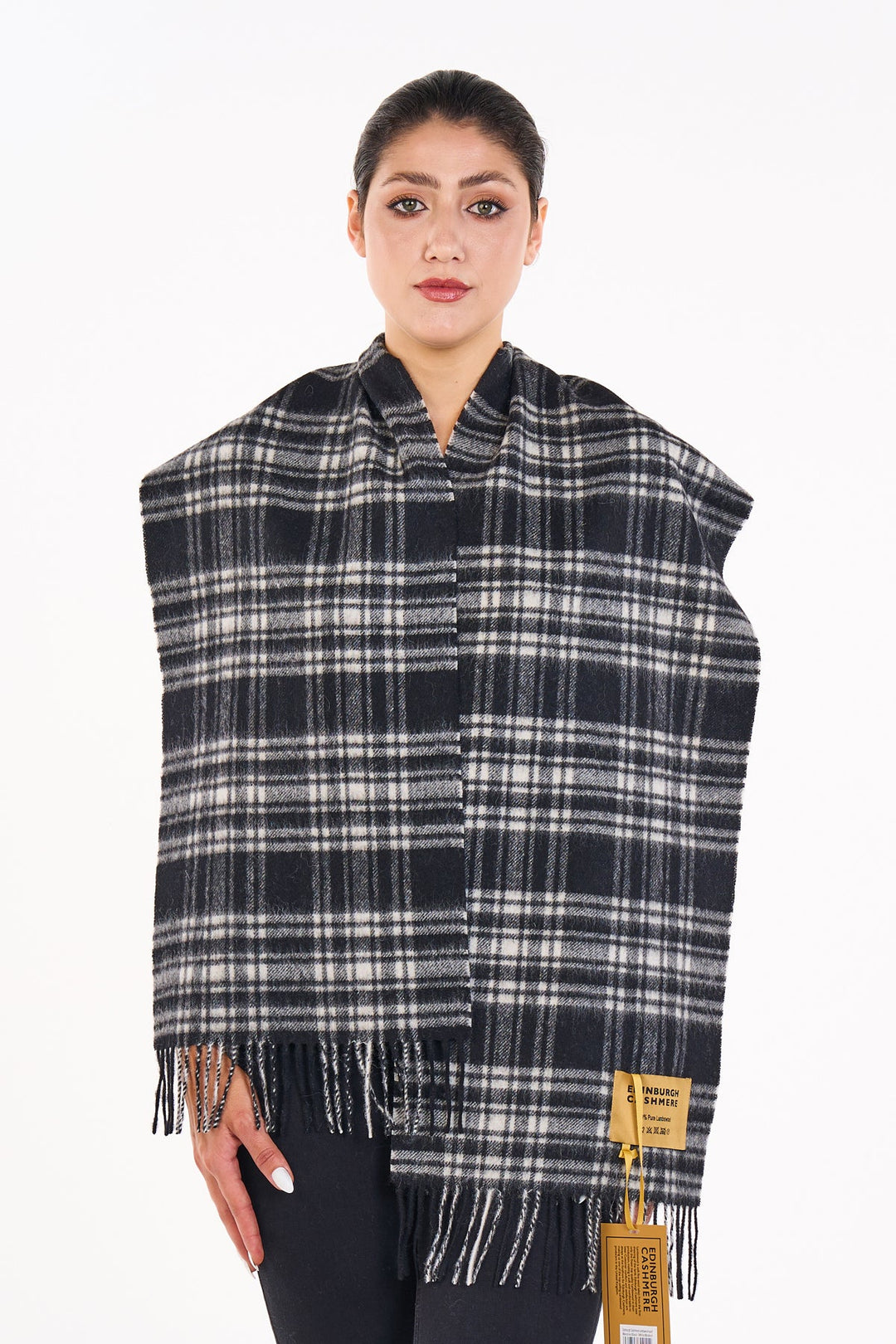 Reversible Scarf Menzies Black 100% Pure Lambswool - Small Size