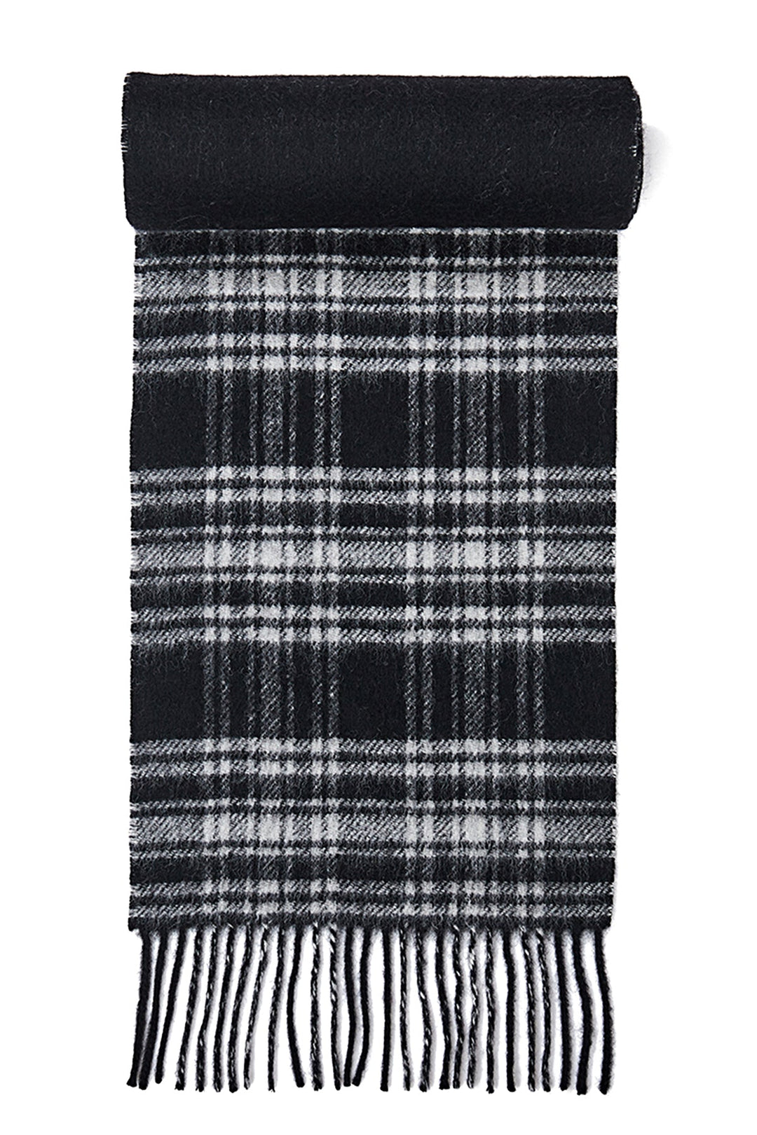 Reversible Scarf Menzies Black 100% Pure Lambswool - Small Size