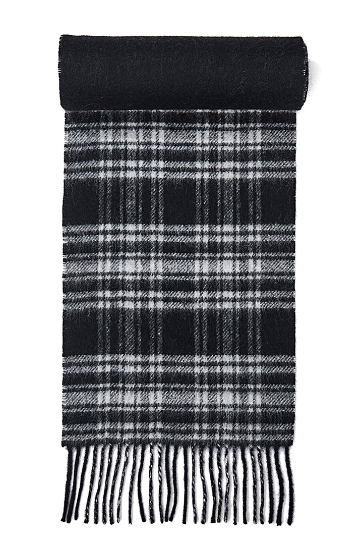 Reversible Scarf Menzies Black 100% Pure Lambswool - Small Size