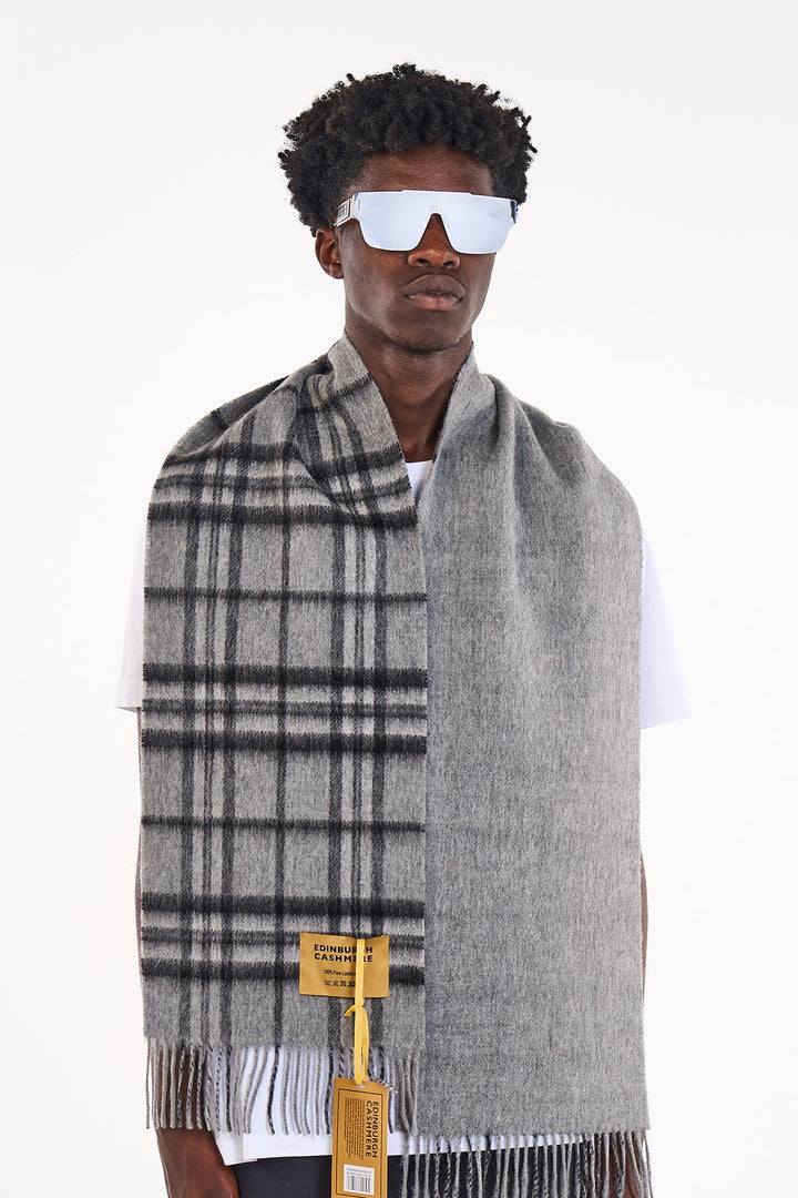 Scarf 100% Pure  wool Scottish Design Thomson Grey  Reversible - Small Size
