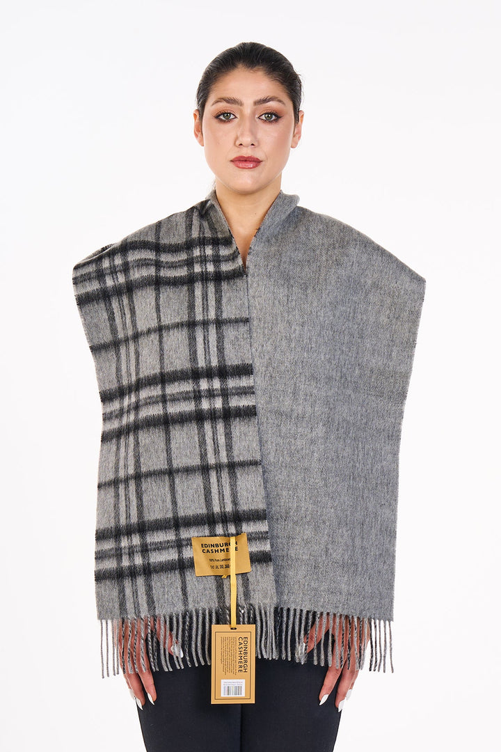 Scarf 100% Pure  wool Scottish Design Thomson Grey  Reversible - Small Size