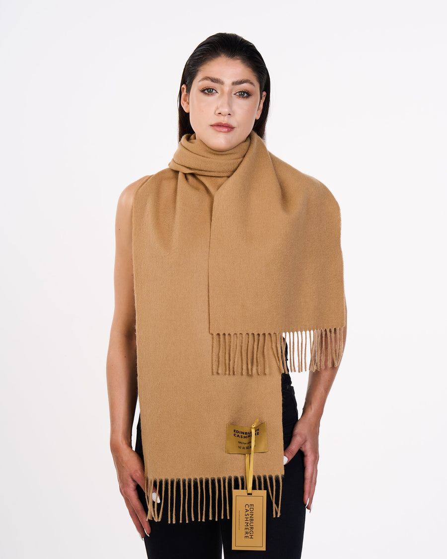 100% Pure Extra Fine Wool Scarf Camel