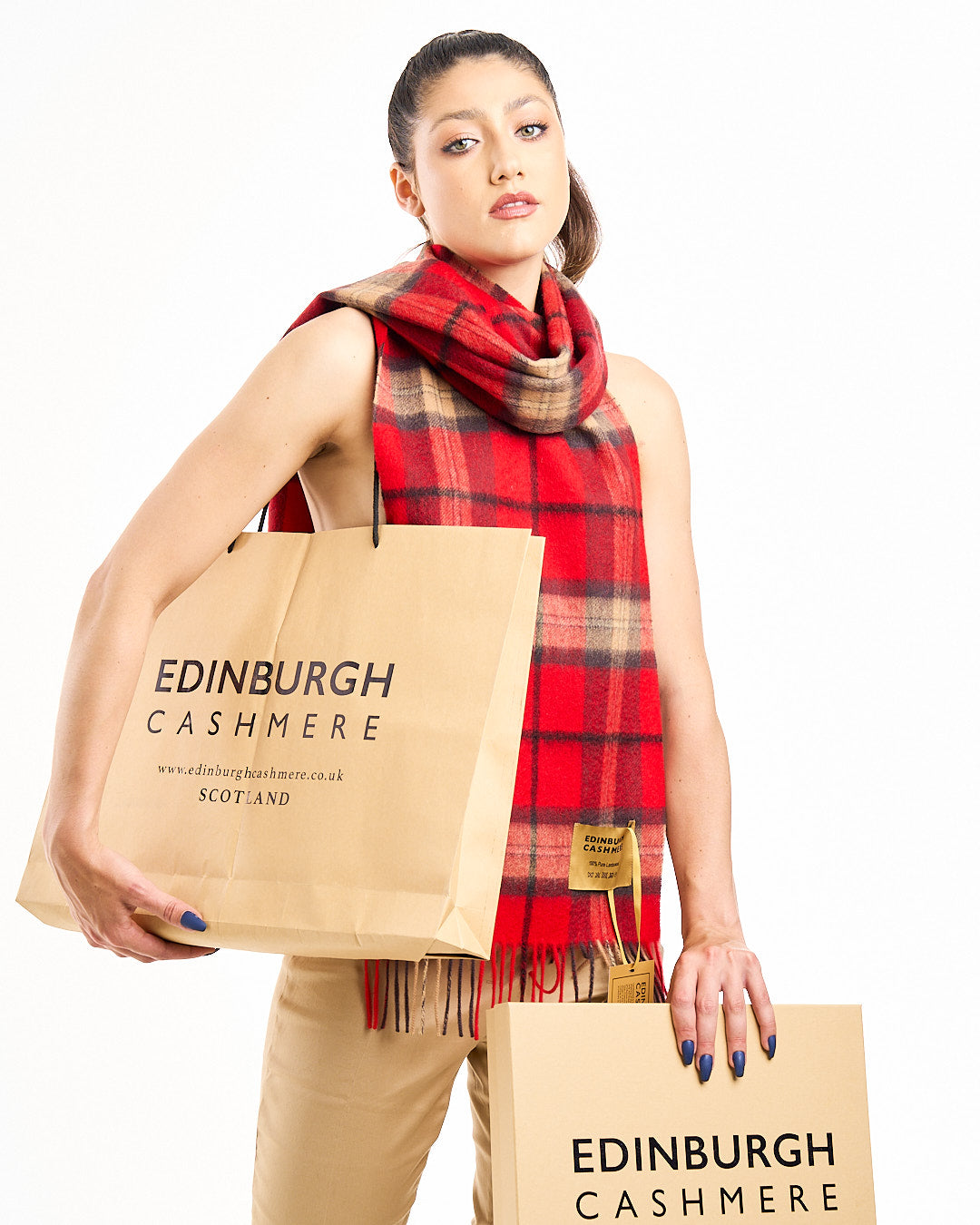 Red Scarf Scottish EC Exclusive Design 100% Pure Extra Fine Wool