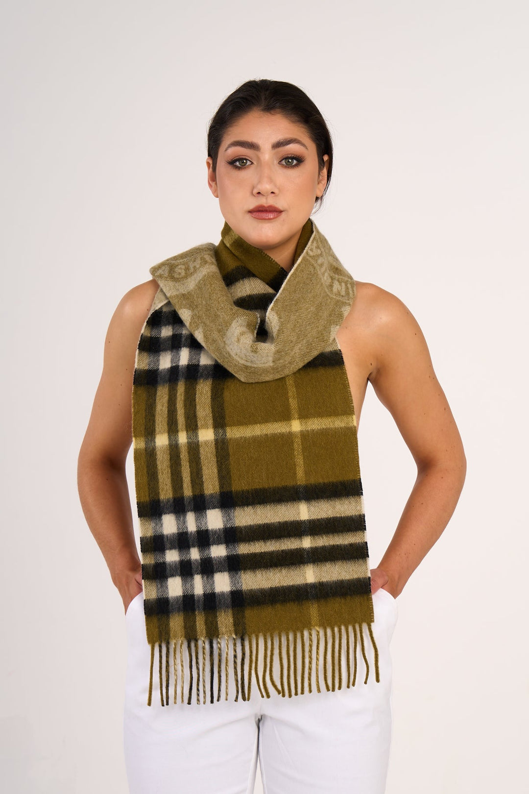 Men Designer Iconic Scarf EC 100% Pure wool Green
