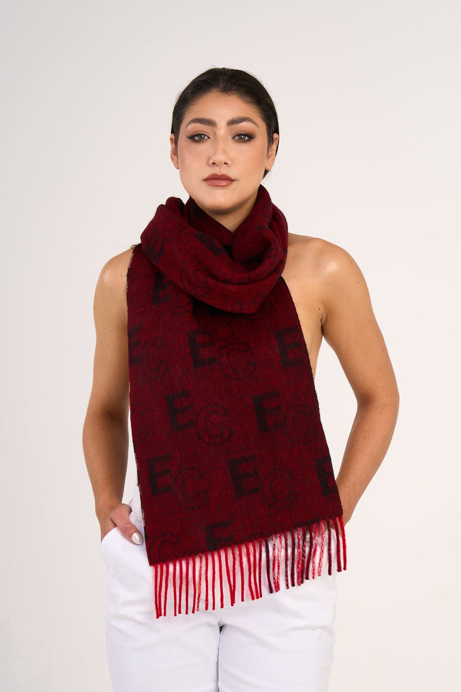 Exclusive Iconic Designer Scarf EC Red