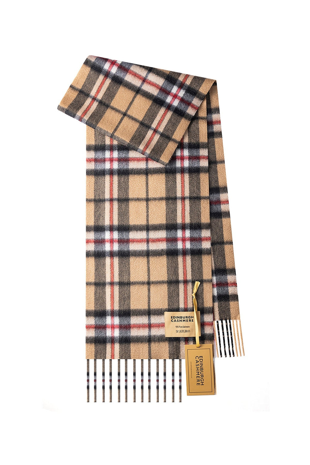 Cashmere Scarf Thomson Camel Light Tartan - Small Size