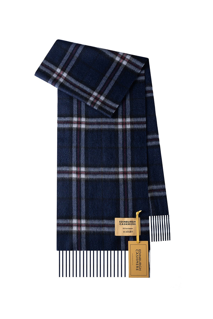 100% Pure Cashmere Scarf Thomson Navy Tartan