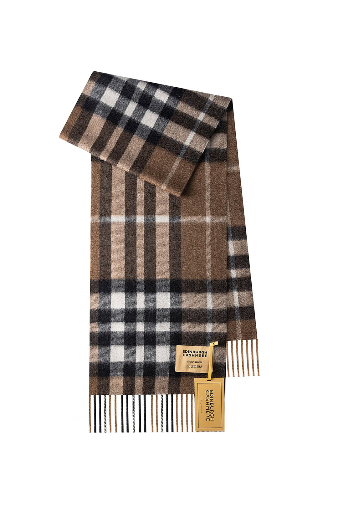 Men DC Check Cashmere Scarf Chocolate