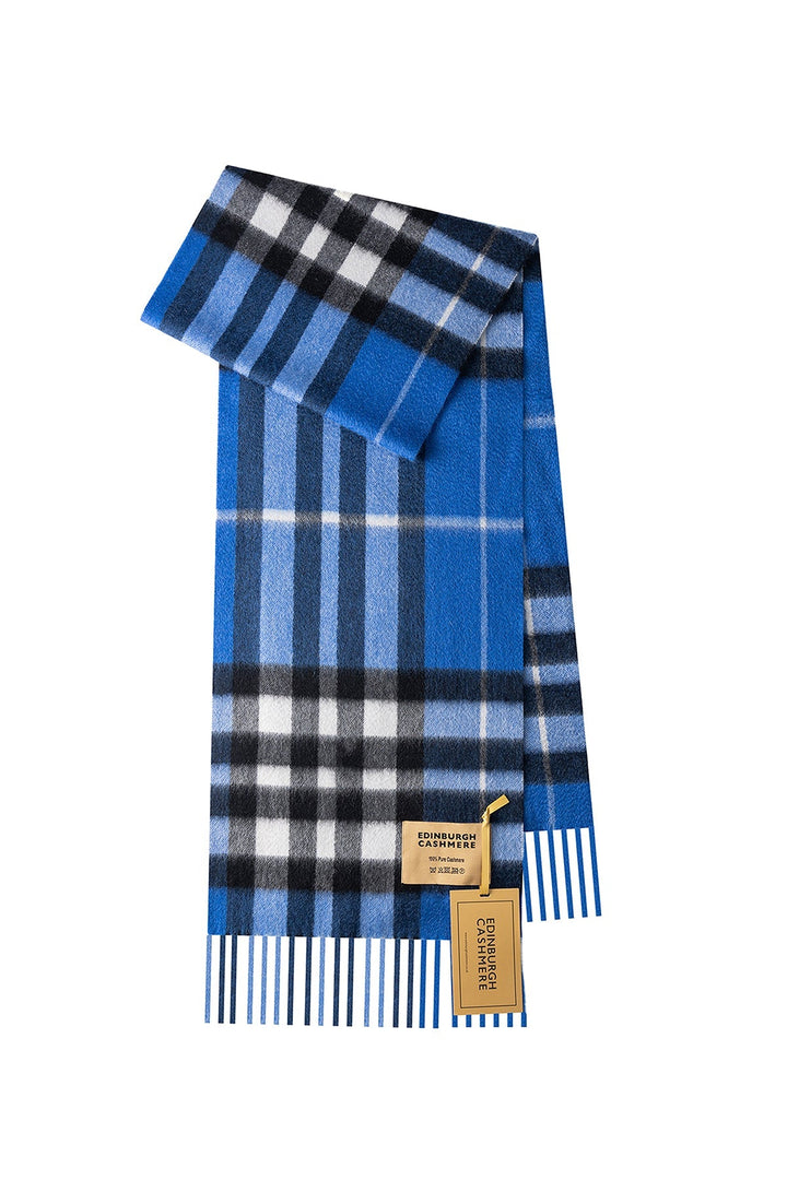 DC Check Cashmere Scarf Dark Blue - Small Size