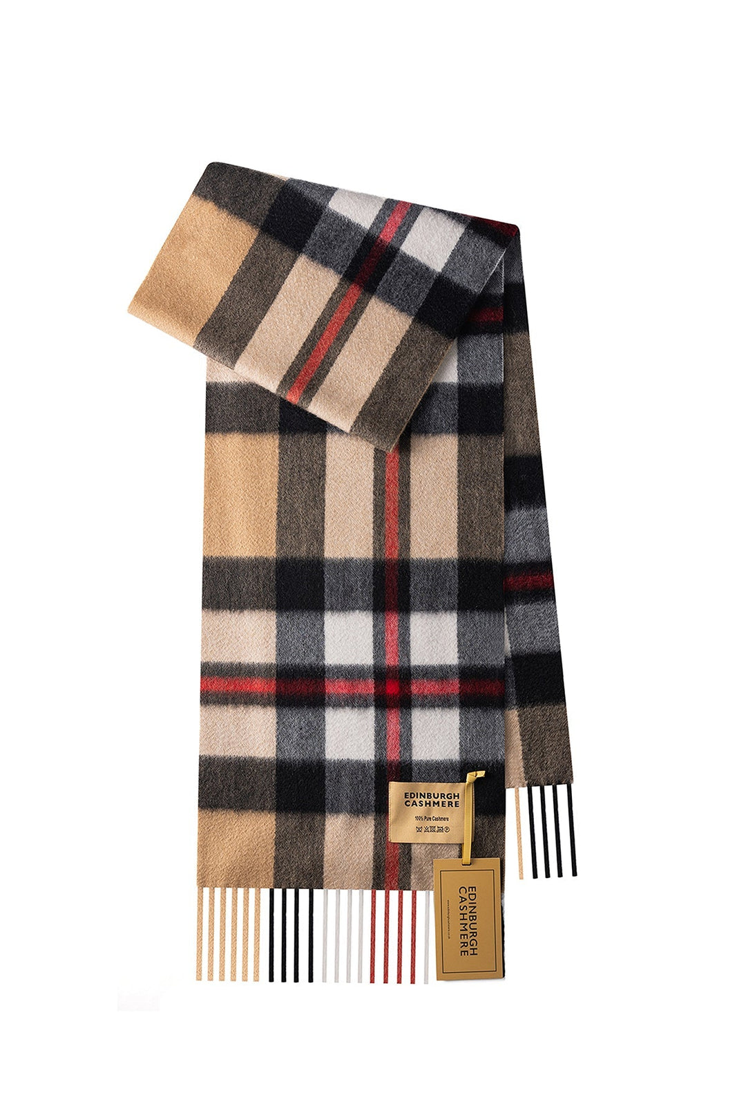 DC Scott Cashmere Scarf Camel and Black - Small Size