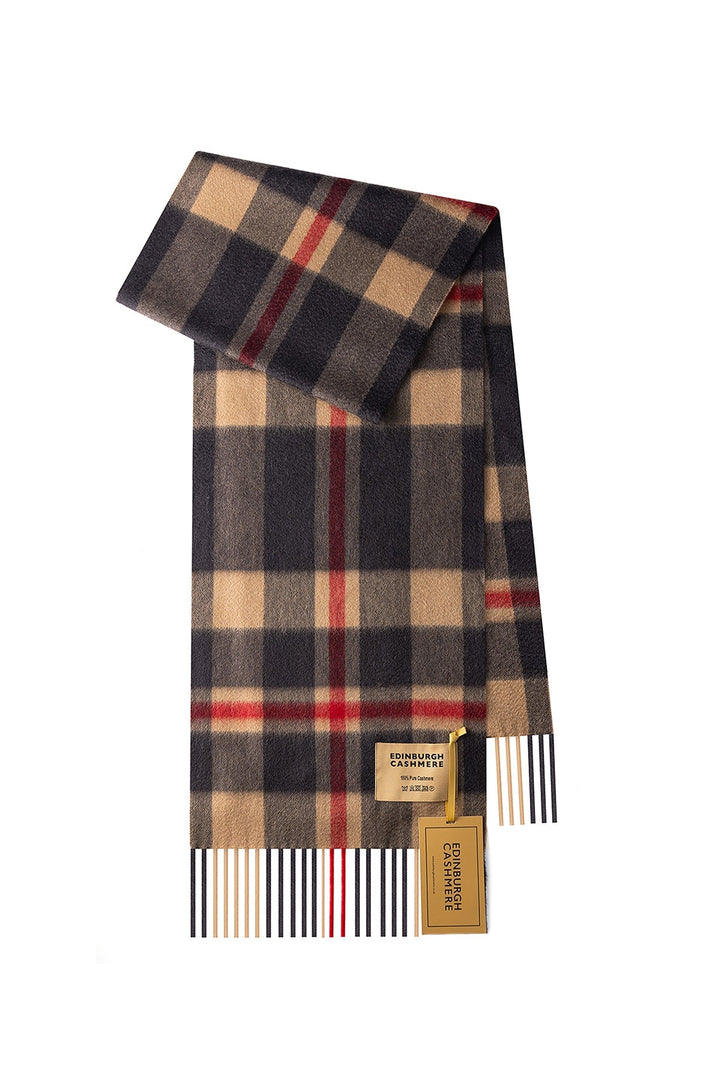 DC Scott Cashmere Scarf Camel and Black - Small Size