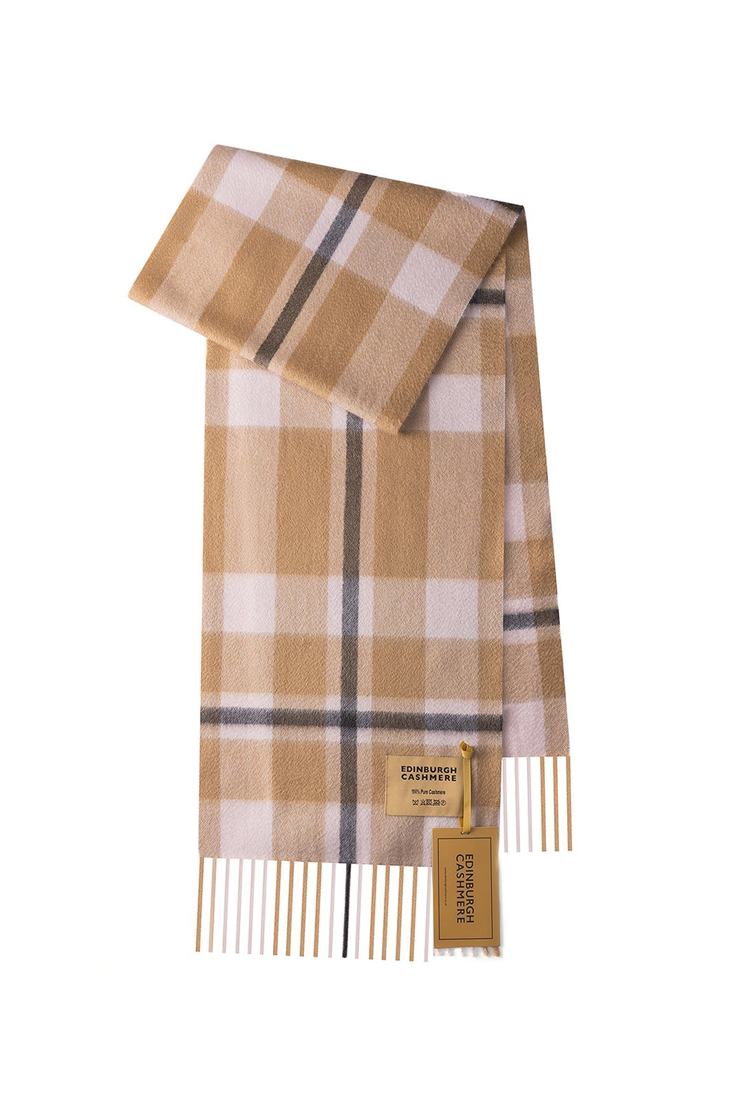 DC Scott Cashmere Scarf Camel and Black 3 - Small Size