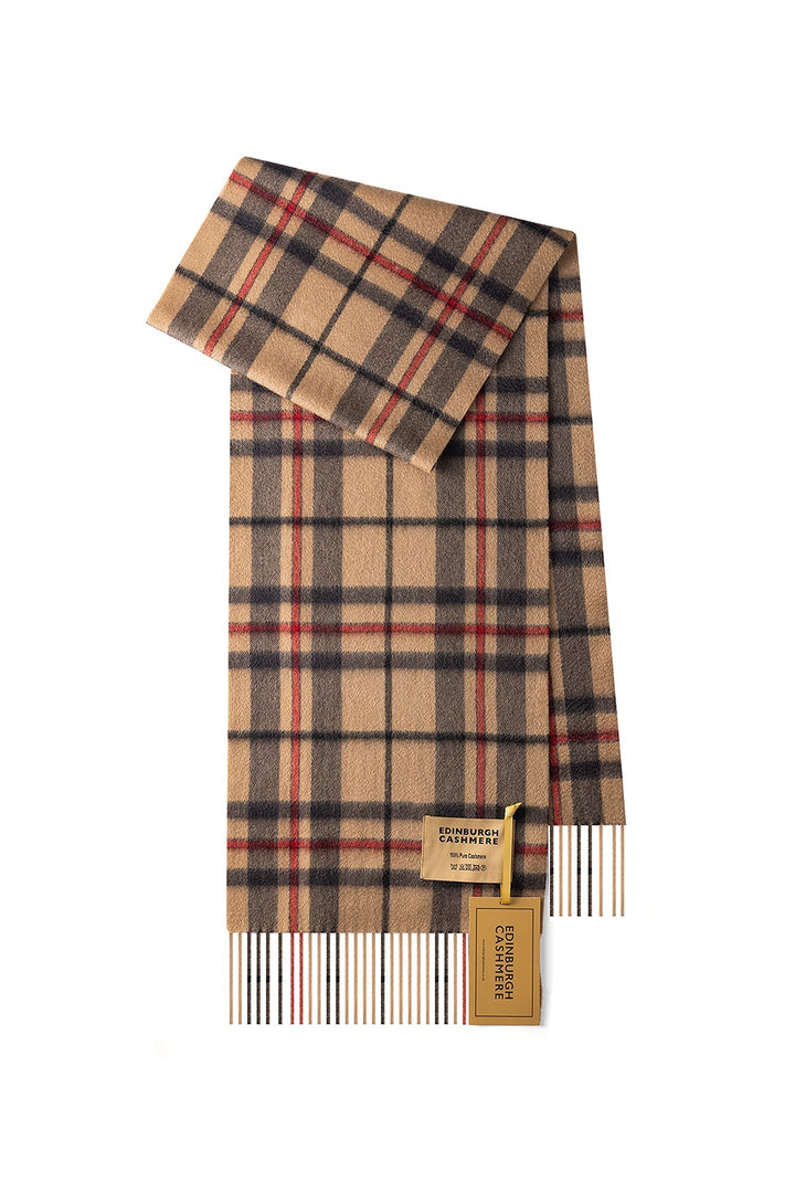 Cashmere Scarf Scottish Thomson Camel Design - Small Size