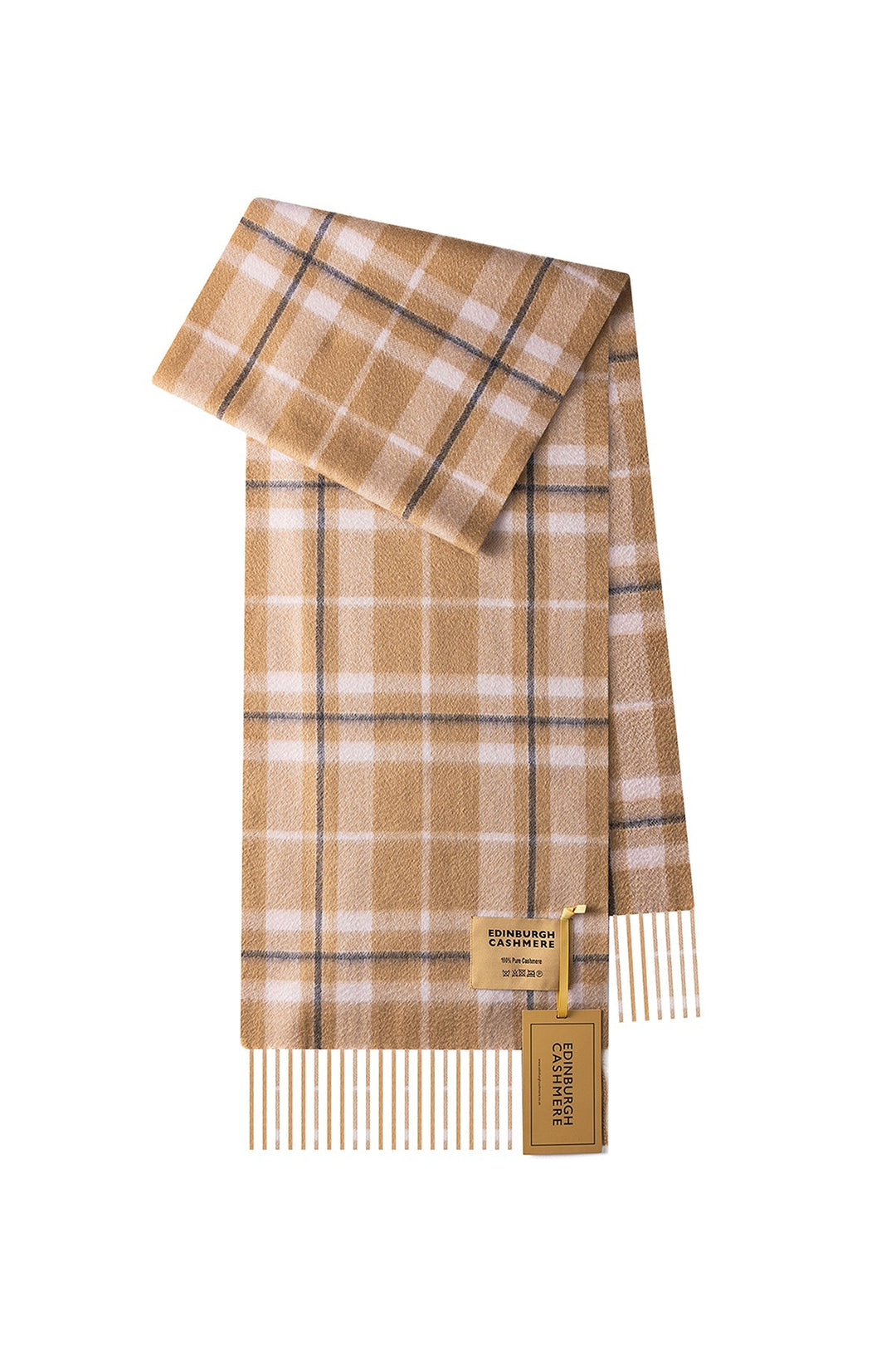 Cashmere Scarf Scottish Thomson Camel Design - Small Size