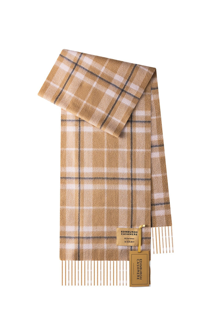 Cashmere Scarf Scottish Thomson Camel Design - Small Size