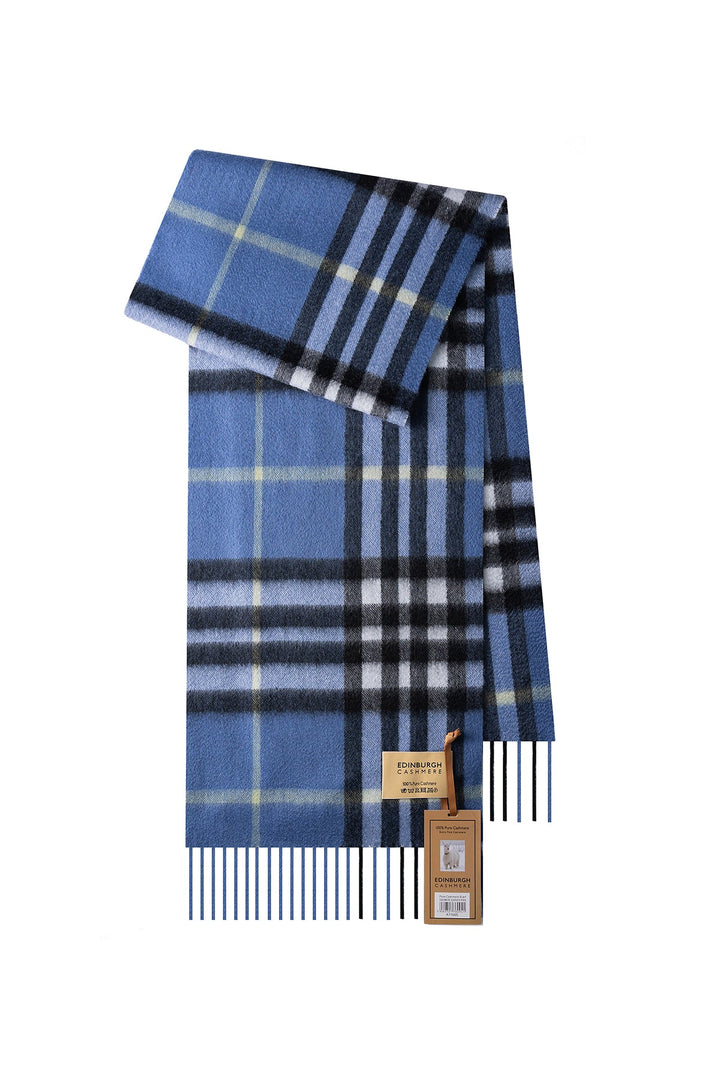 100% Pure Cashmere Designer Scarf Iconic DC Classic Blue - Small Size