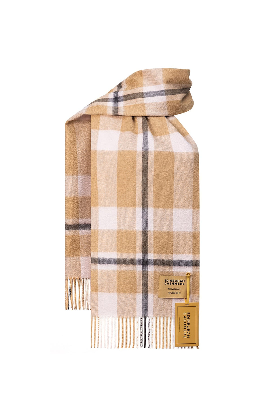 DC Scott Cashmere Scarf Camel and Black 3 - Small Size
