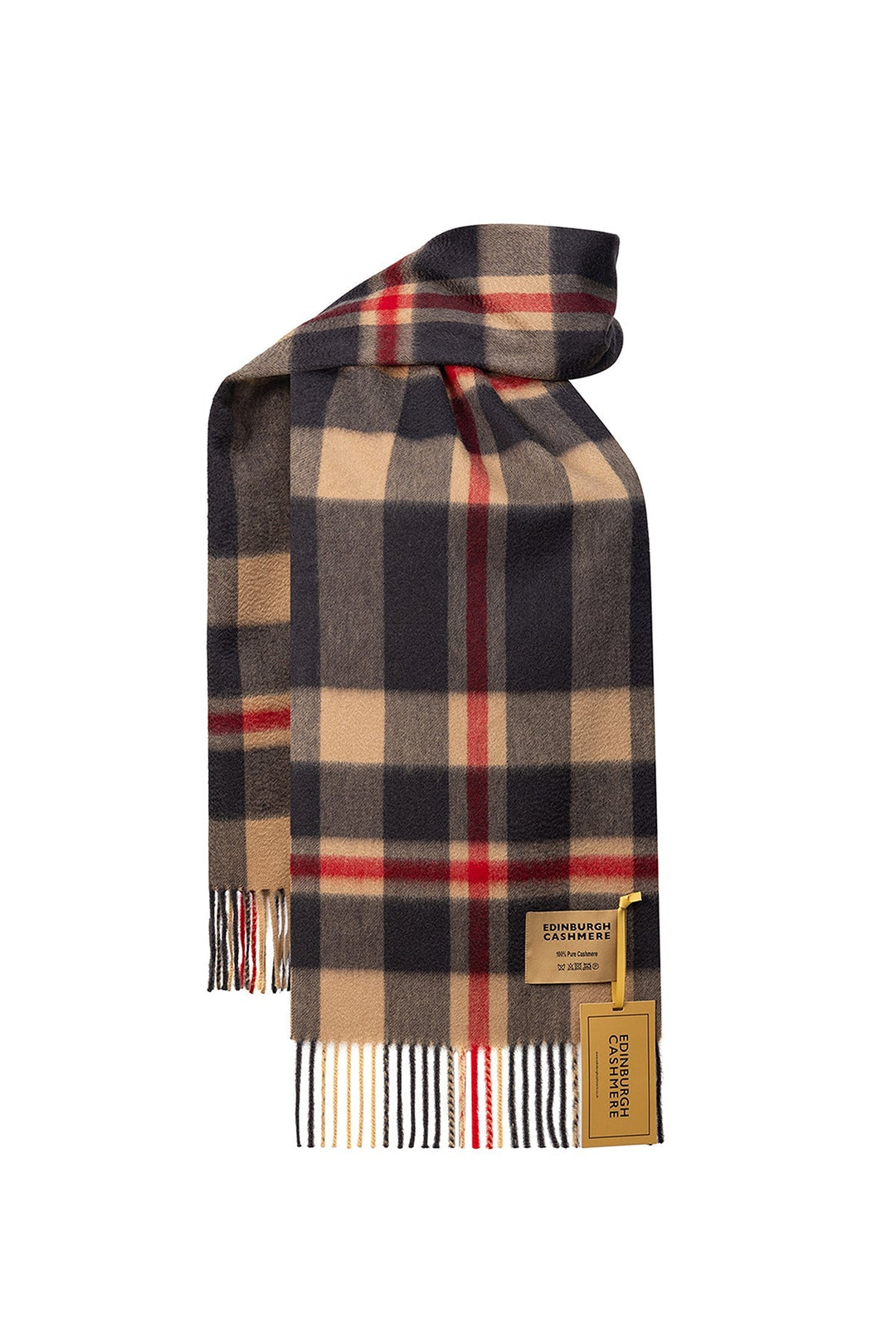 DC Scott Cashmere Scarf Camel and Black - Small Size