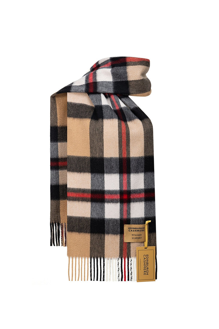 DC Scott Cashmere Scarf Camel and Black - Small Size
