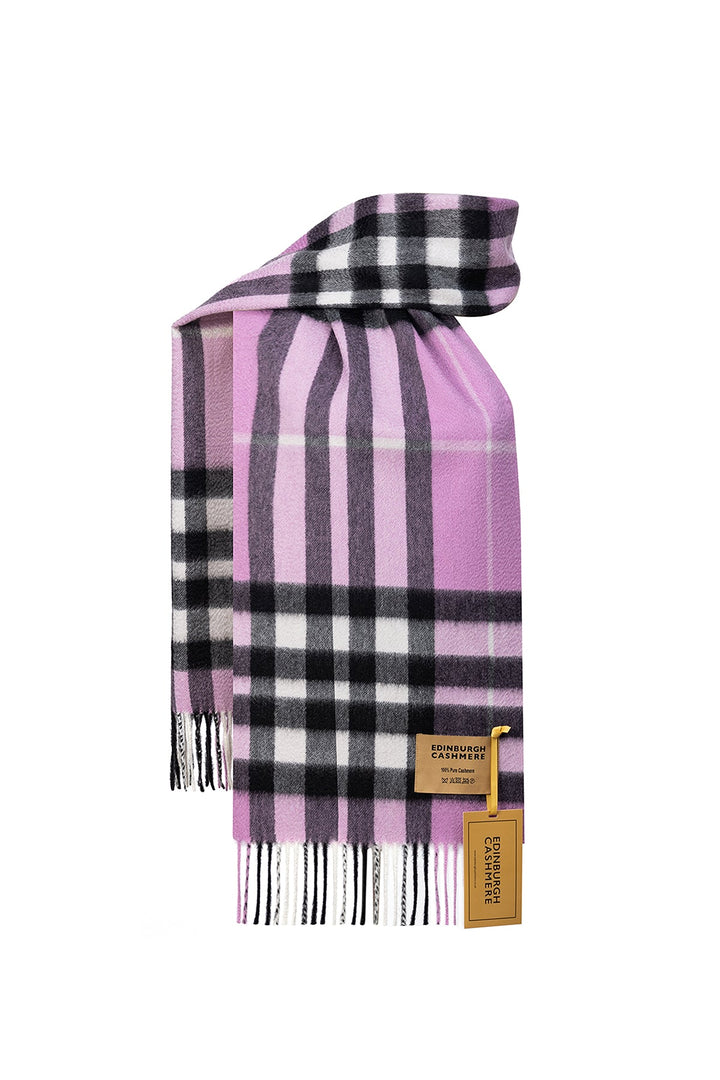 DC Check Cashmere Scarf Dark Pink