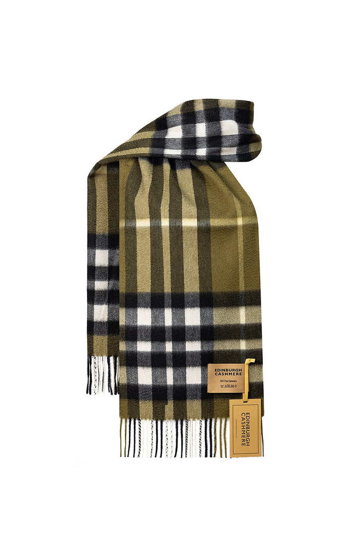 Men DC Check Cashmere Scarf Green