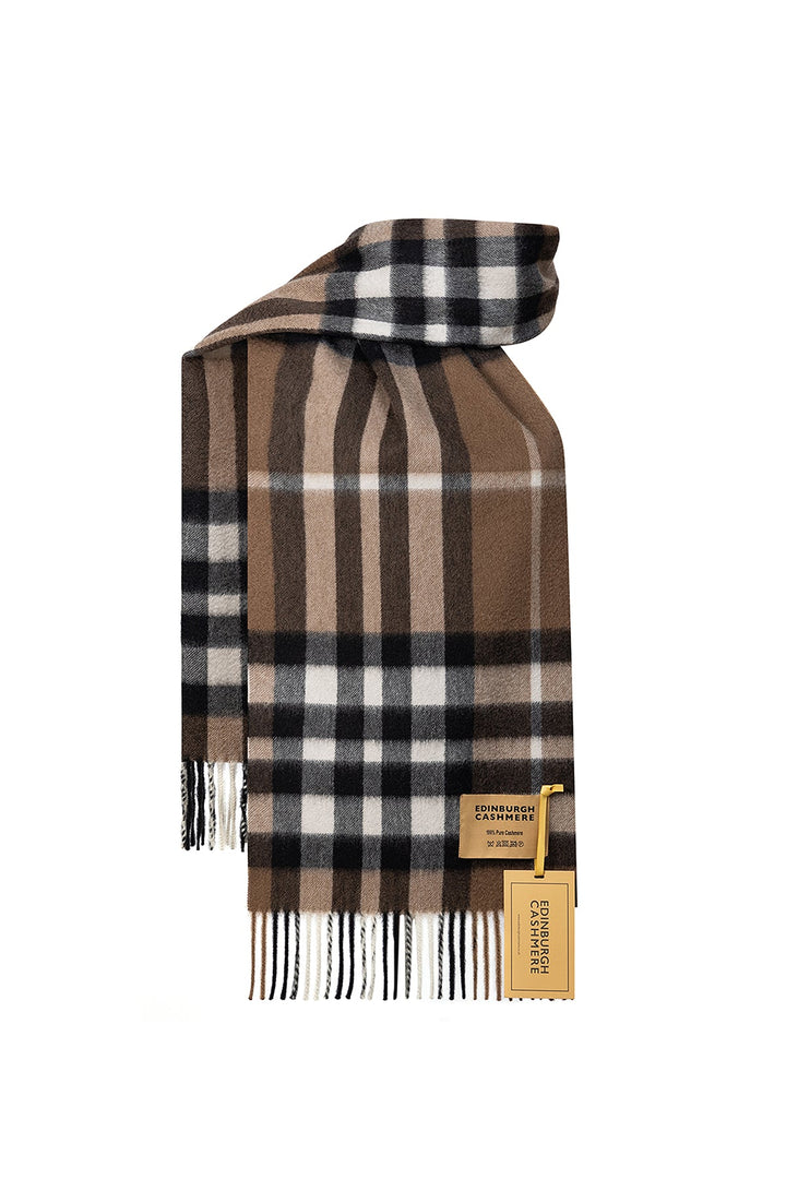 Men DC Check Cashmere Scarf Chocolate