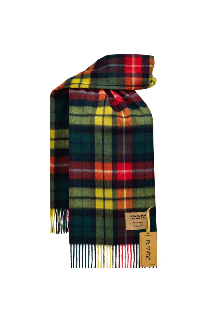 100% Pure Men Cashmere Scarf Scottish Design Buchanan Tartan