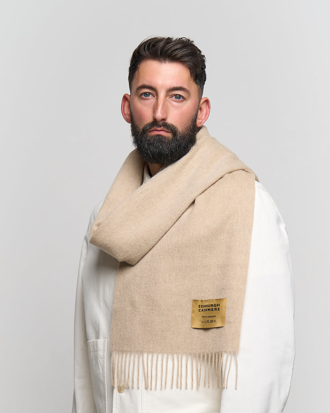 Plain Merino Wool Scarf Camel 1