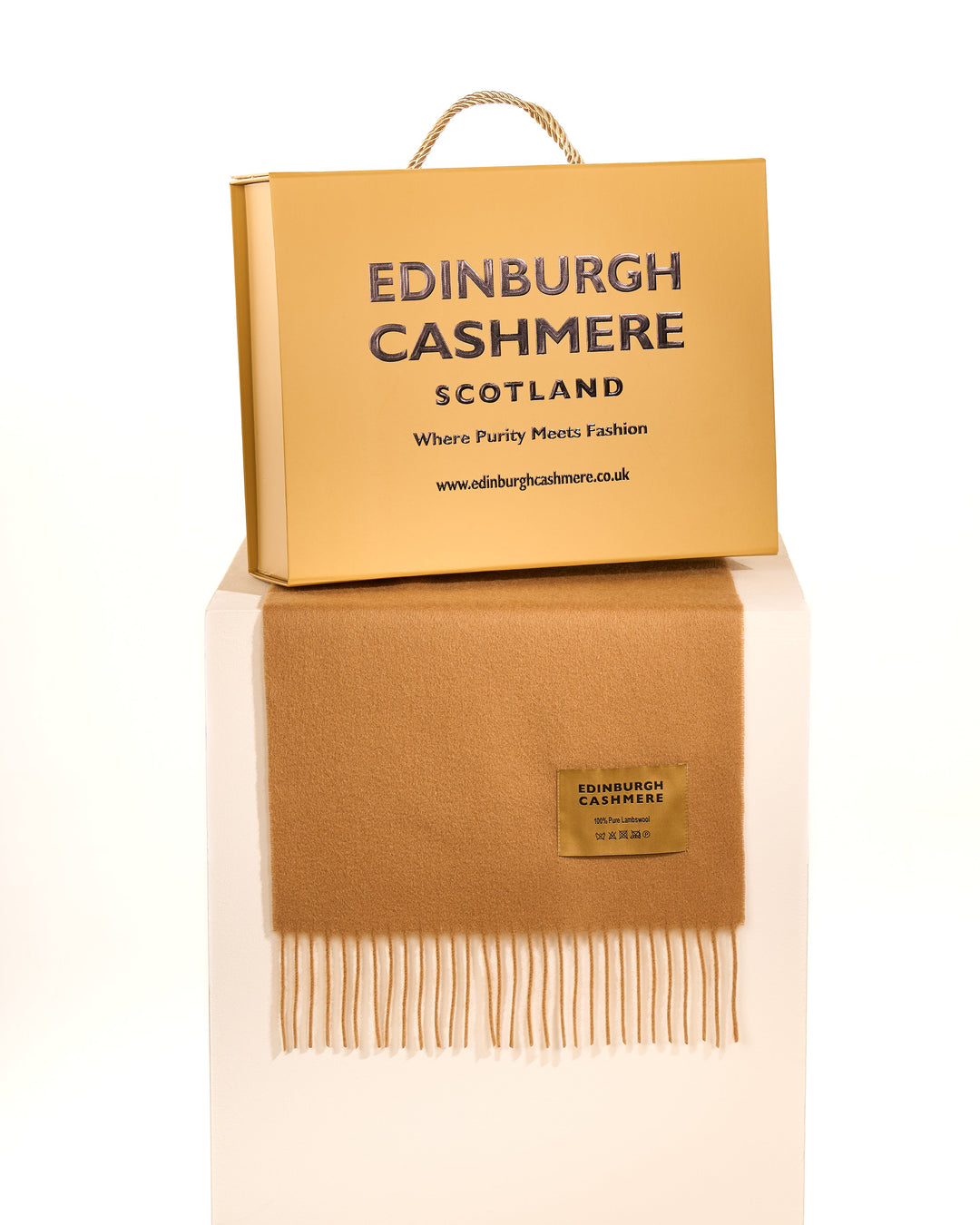 Plain Merino Wool Scarf Camel 4