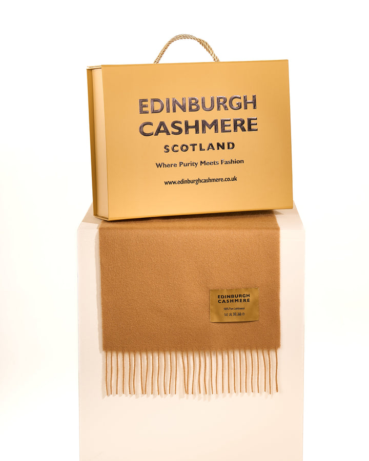 Plain Merino Wool Scarf Camel 4