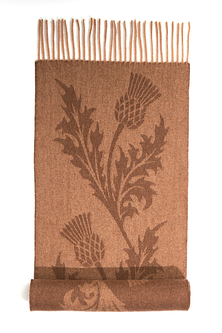 Men Scarf Single Thistle Camel 100% Pure Lambswool