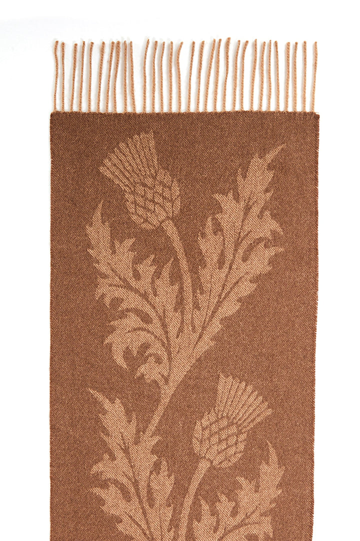 Men Scarf Single Thistle Camel 100% Pure Lambswool