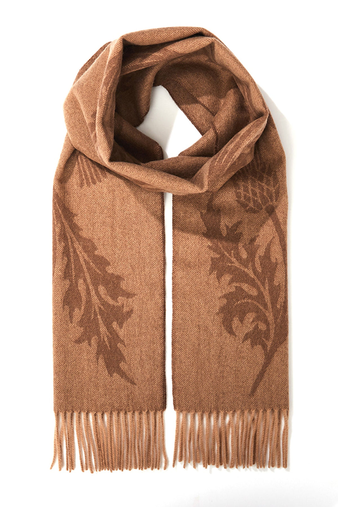 Men Scarf Single Thistle Camel 100% Pure Lambswool