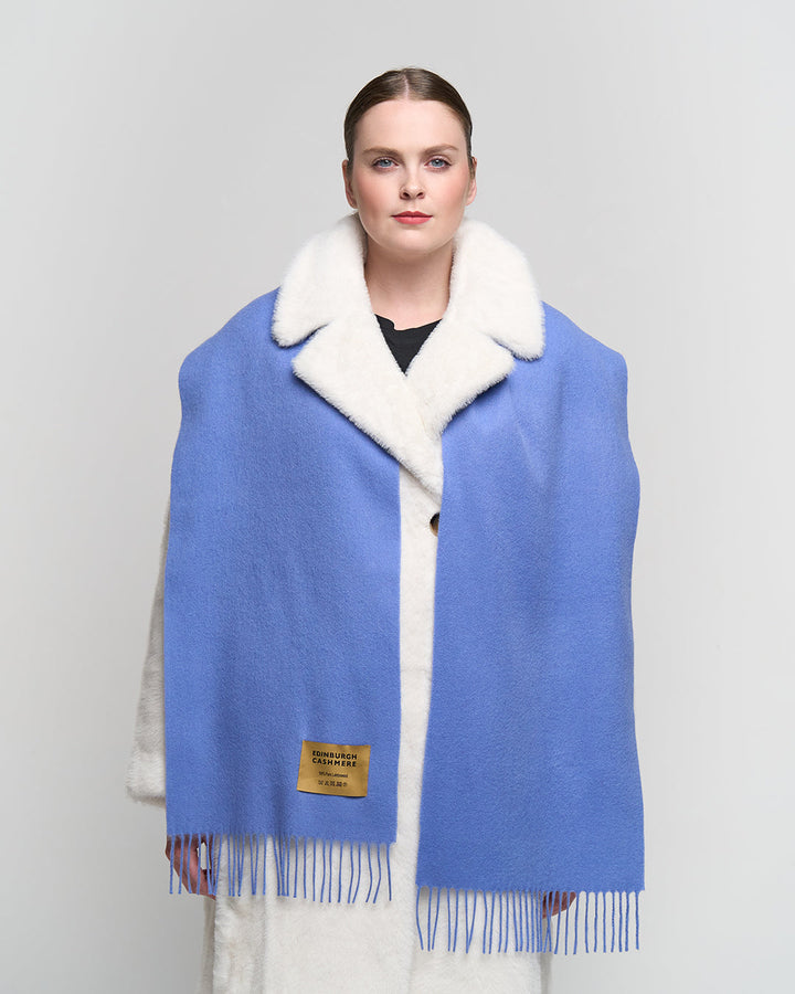 Plain Merino Wool Scarf Light Blue 126
