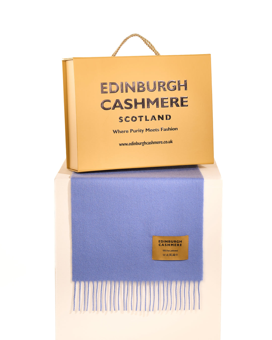 Plain Merino Wool Scarf Light Blue 126